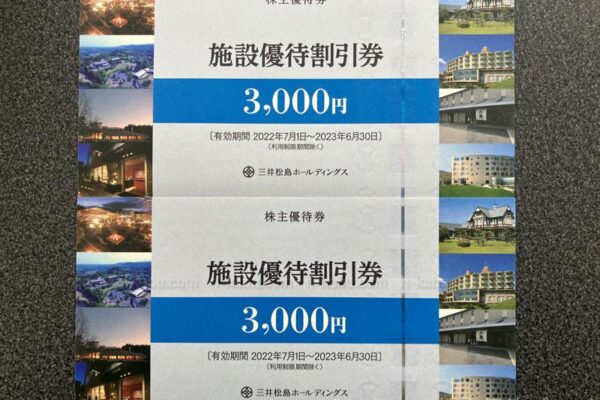 三井松島ホールディングス施設優待割引券6000円