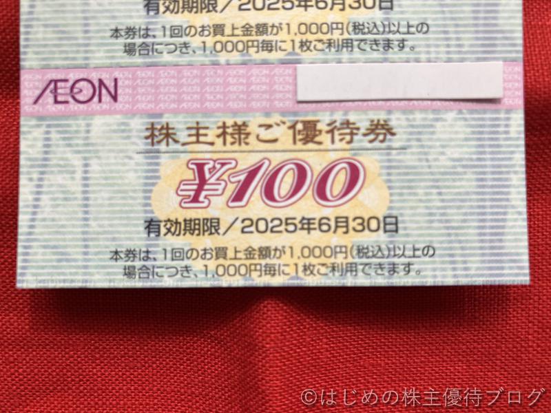 イオン北海道株主優待券100円