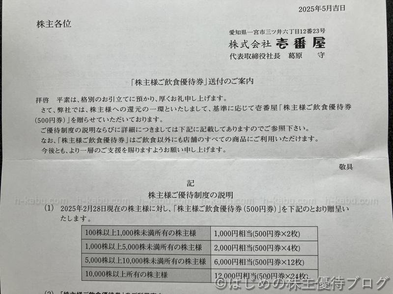 壱番屋株主優待贈呈内容