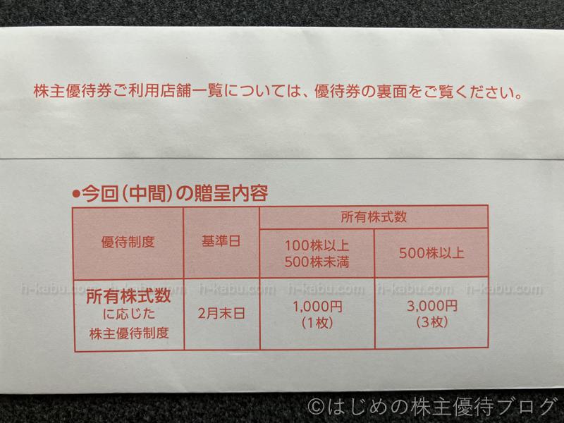 コジマ株主優待贈呈内容