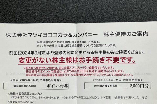 マツキヨココカラ＆カンパニー株主優待