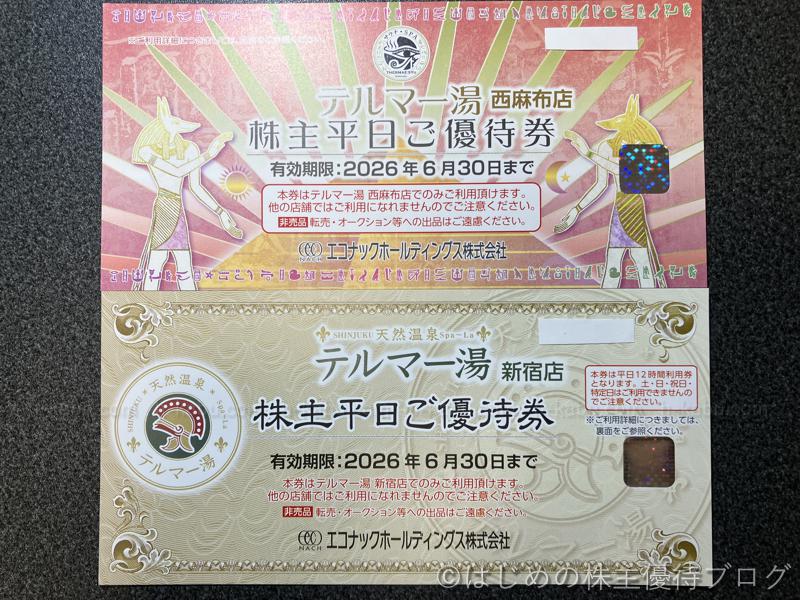 エコナックホールディングス(3521)の株主優待が届きました