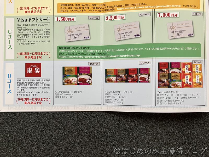 クスリのアオキホールディングス株主優待商品一覧